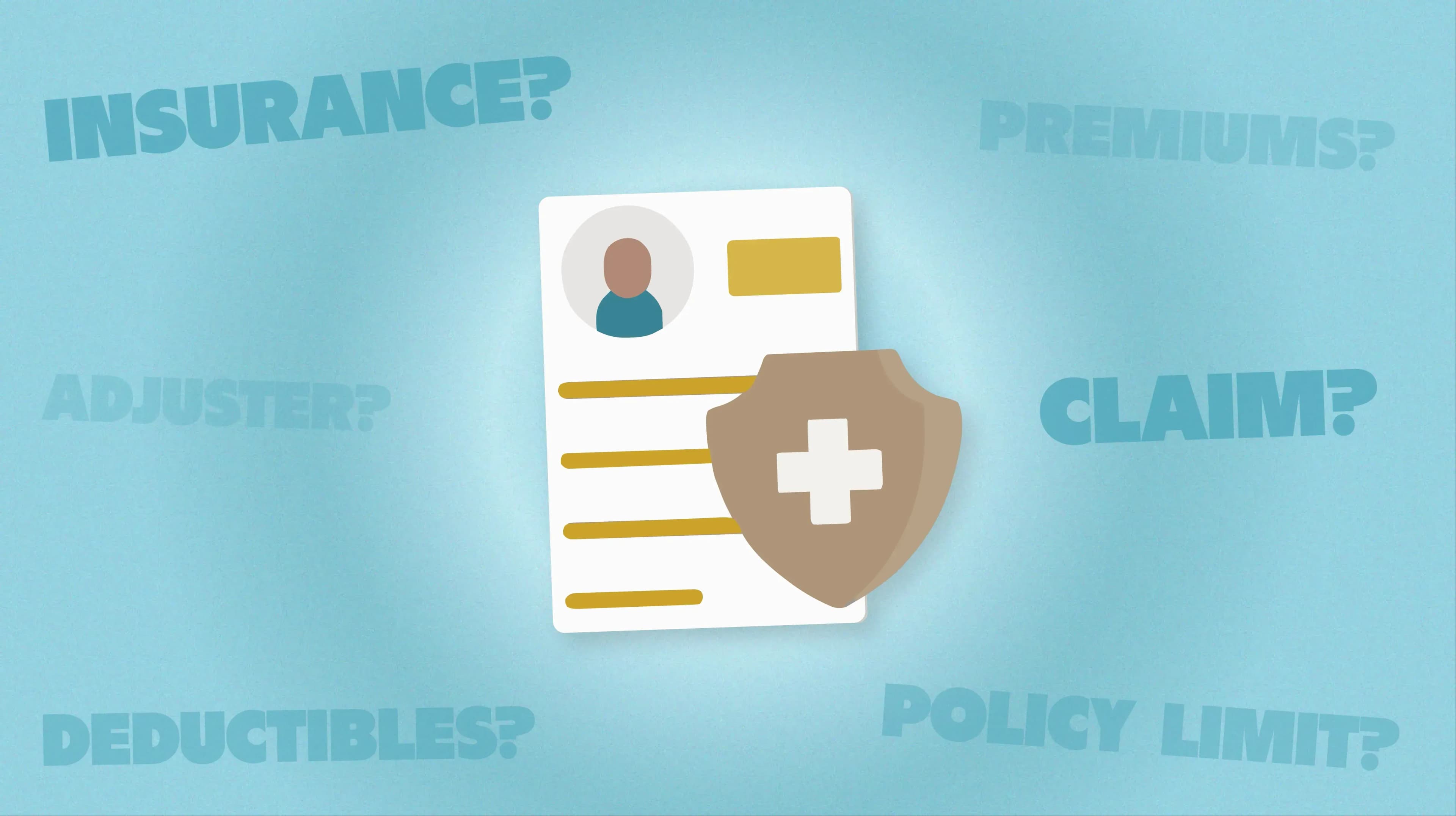 A graphic representing insurance policy information, with a shield to indicate how insurance protects you.